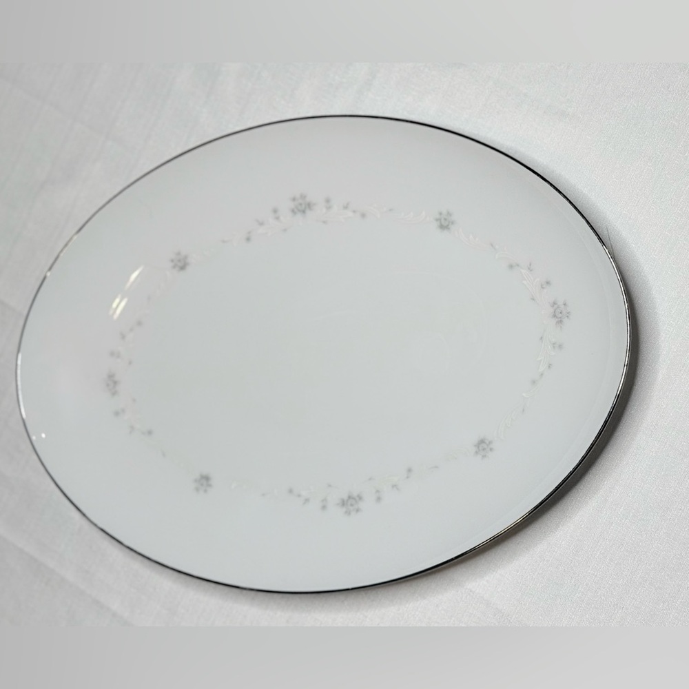 Vintage Sango China “JULIE” Gray Roses 6184 JAPAN 16" Oval Serving Platter